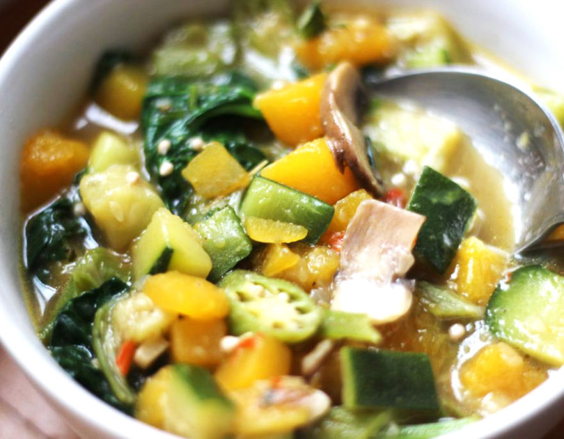 Soupe de gombos et courge butternut