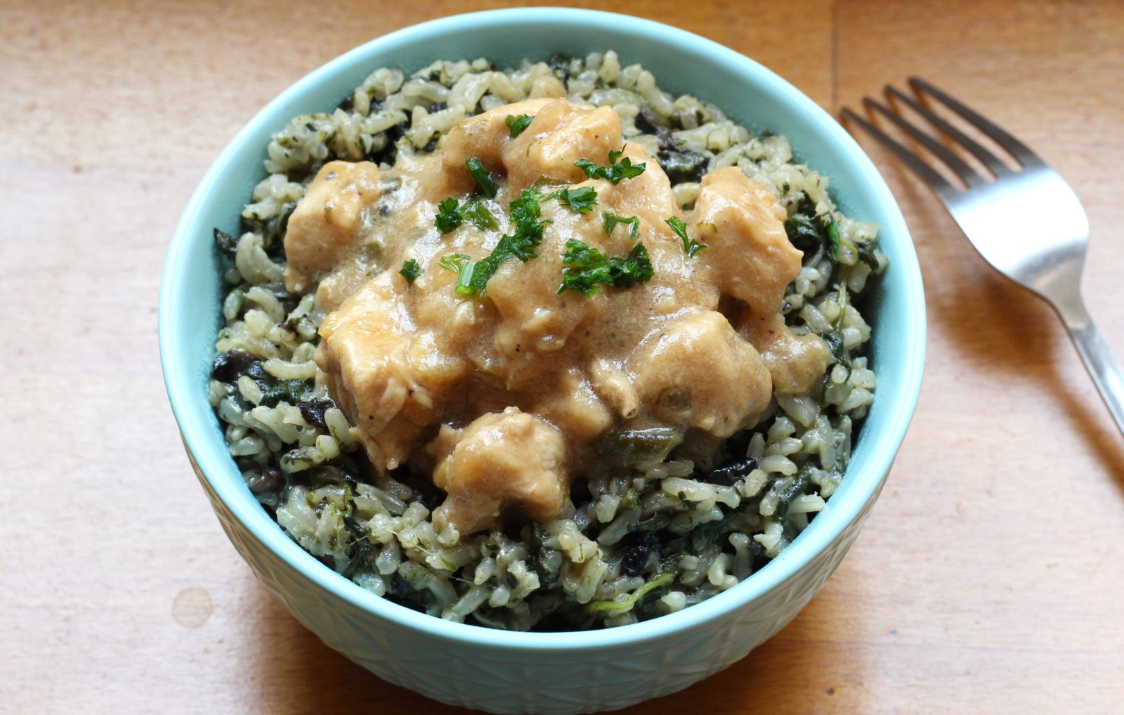 Riz aux épinards et poulet citron miel gingembre