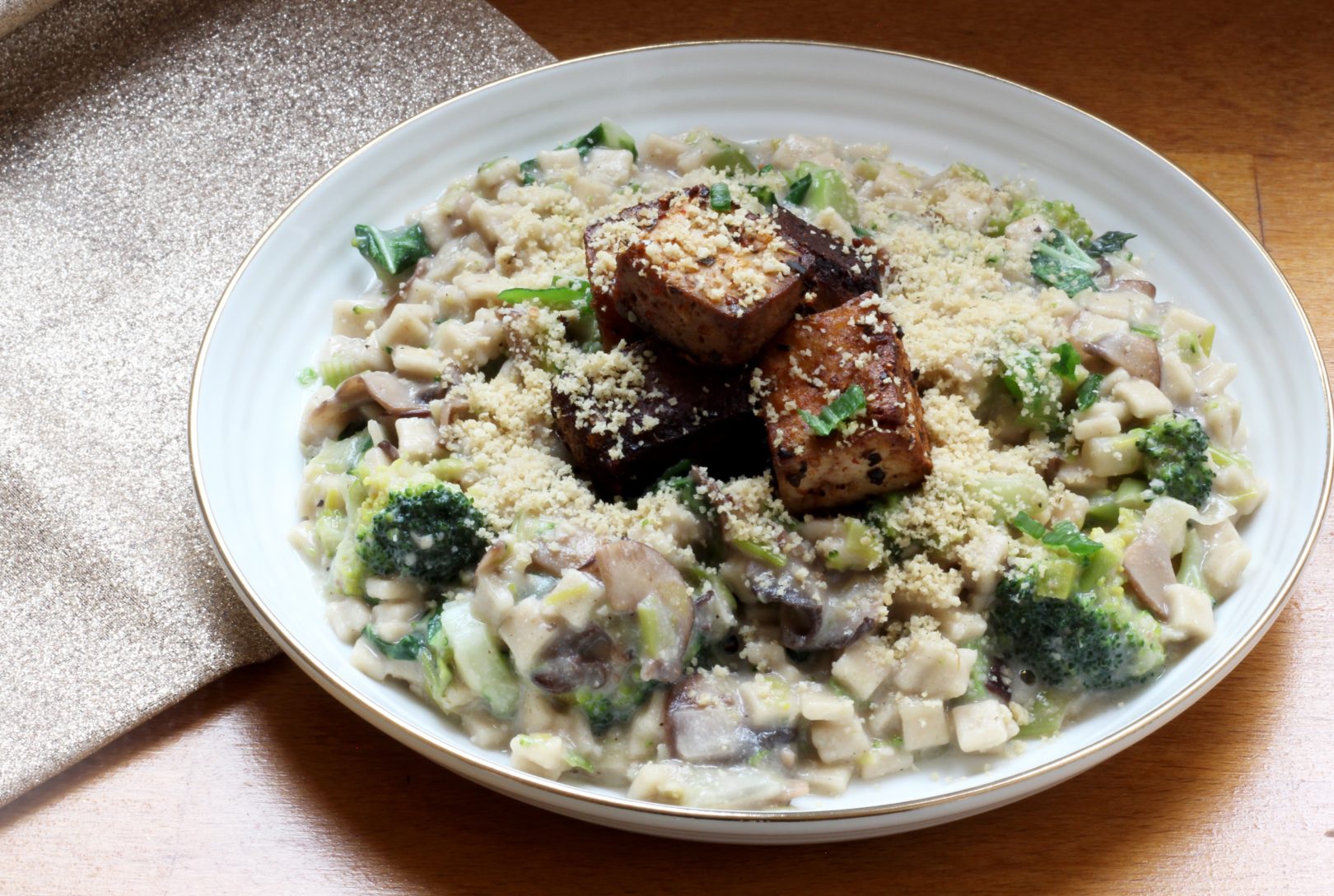 crozets-aux-champignons-légumes-verts-et-sauce-fauxmagère