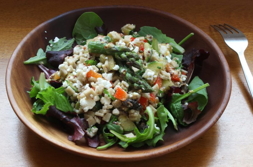 Salade de crozets aux asperges, courgettes et feta