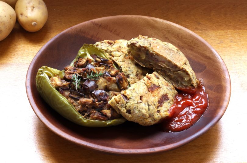 Galettes de pommes de terre au curry et poivrons farcis